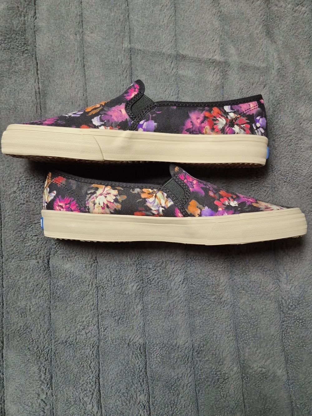 Keds Double Decker Blooms Slip-On Shoes In Black, Size 8, New In Box - Picture 10 of 14